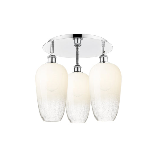 Innovations Brookhaven Flute 19in 3-Light Semi-Flush Mount | Industrial Polished Chrome and Opal Glass | Kitchen & Hallway | Model 516-3C-PC-G484-7OP