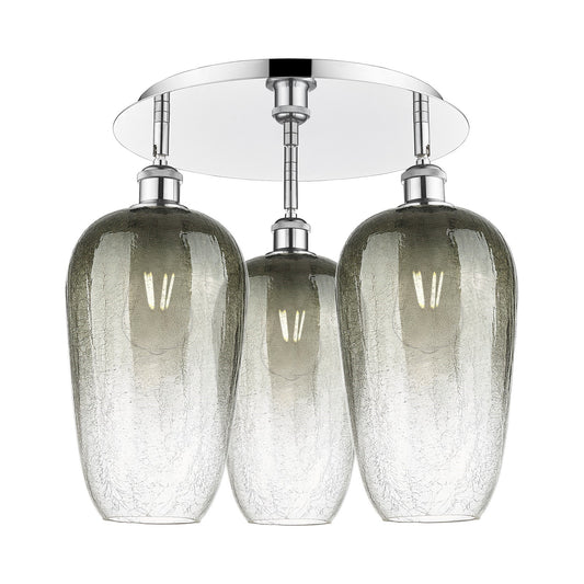 Innovations Brookhaven Flute 19in 3-Light Semi-Flush | Industrial Polished Chrome and Slate Glass | Kitchen & Hallway | Model 516-3C-PC-G484-7SL