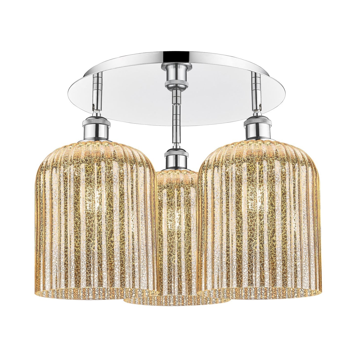 Innovations Bridal Veil 17in 3-Light Semi-Flush | Art Nouveau Polished Chrome and Mercury Glass | Kitchen & Dining Room | Model 516-3C-PC-G559-8ME