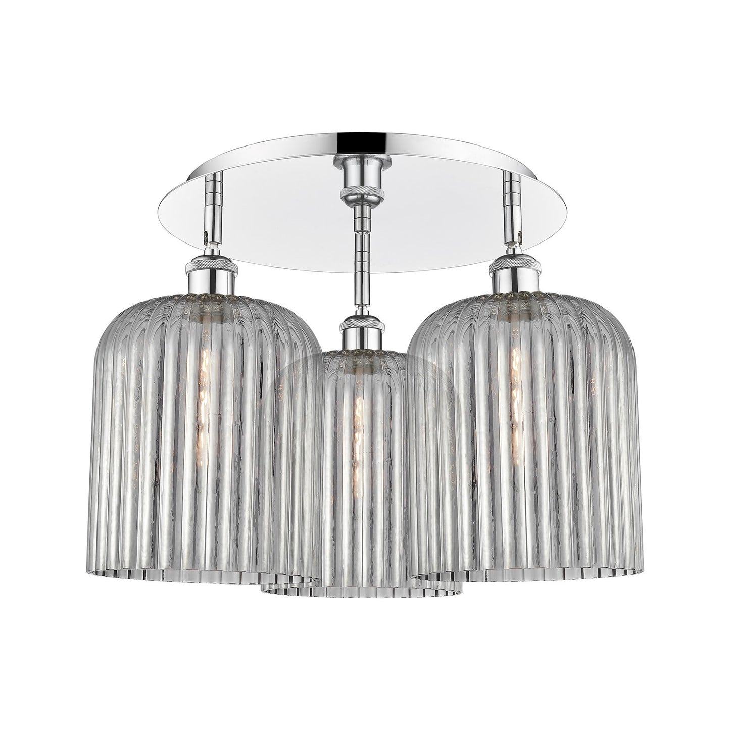 Innovations Bridal Veil 17in 3-Light Semi-Flush | Art Nouveau Polished Chrome and Light Smoke Glass | Kitchen & Dining | Model 516-3C-PC-G559-8SM