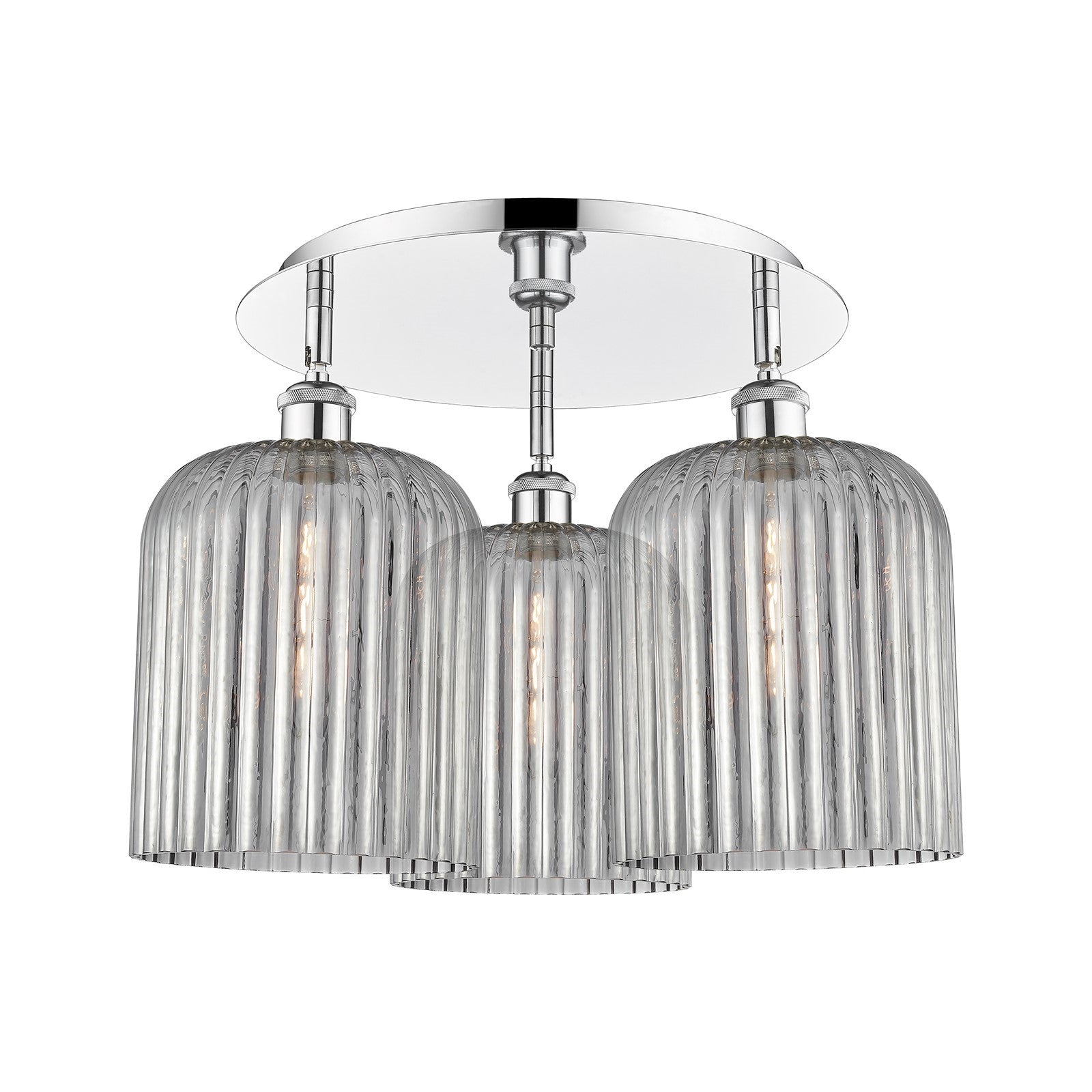 Innovations Bridal Veil 17in 3-Light Semi-Flush | Art Nouveau Polished Chrome and Light Smoke Glass | Kitchen & Dining | Model 516-3C-PC-G559-8SM