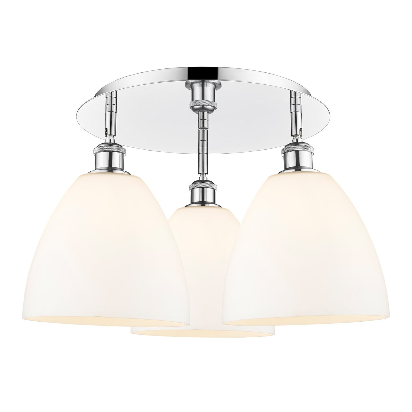 Innovations Bristol 21in 3-Light Semi-Flush | Industrial Polished Chrome and Matte White Glass | Kitchen & Dining Room | Model 516-3C-PC-GBD-91