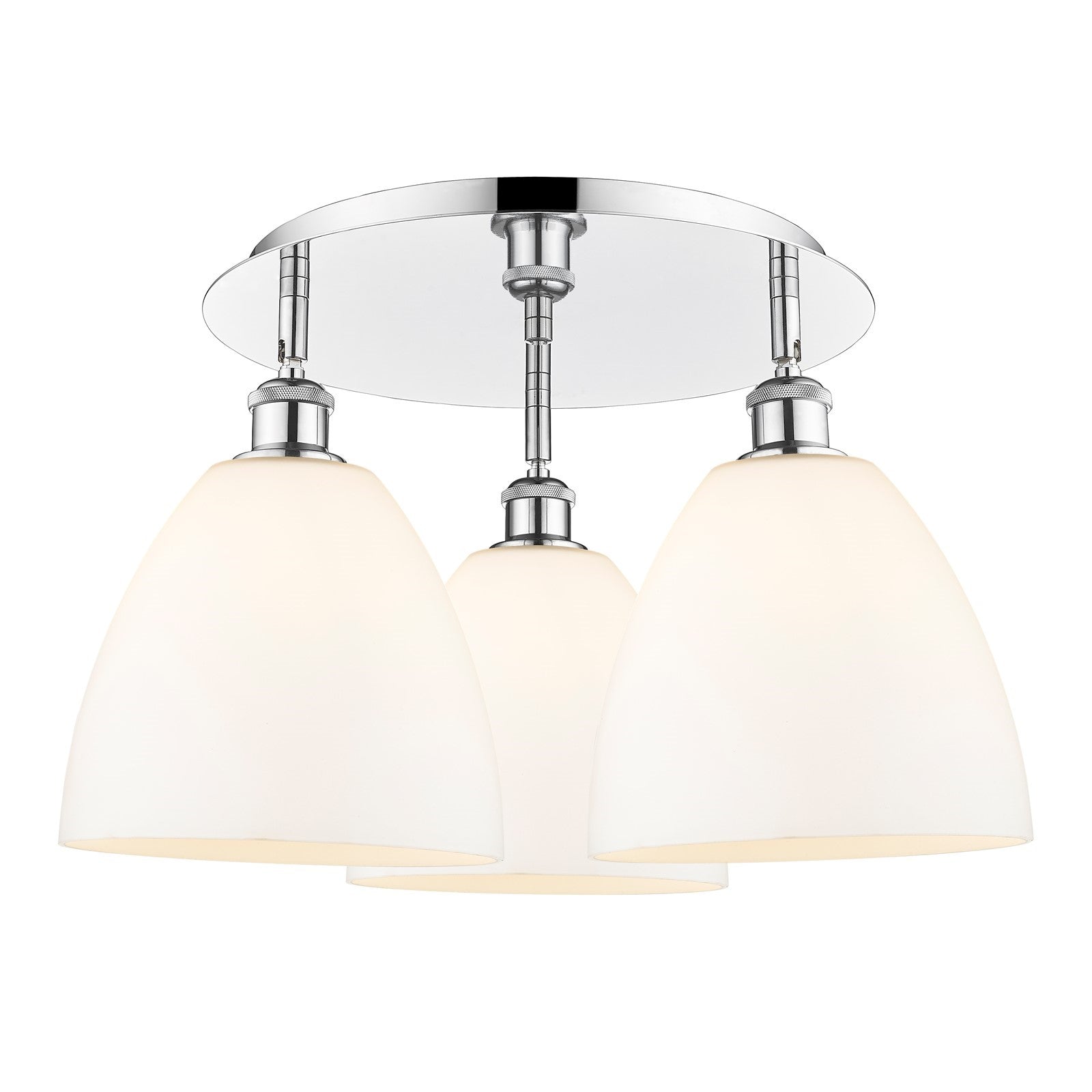 Innovations Bristol 21in 3-Light Semi-Flush | Industrial Polished Chrome and Matte White Glass | Kitchen & Dining Room | Model 516-3C-PC-GBD-91