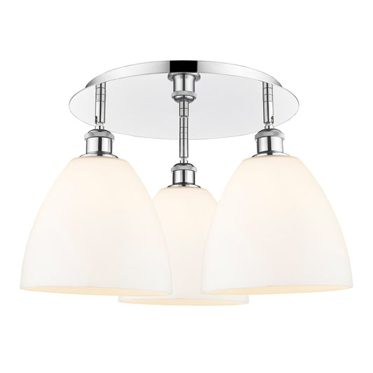 Innovations Bristol 21in 3-Light Semi-Flush | Industrial Polished Chrome and Matte White Glass | Kitchen & Dining Room | Model 516-3C-PC-GBD-91