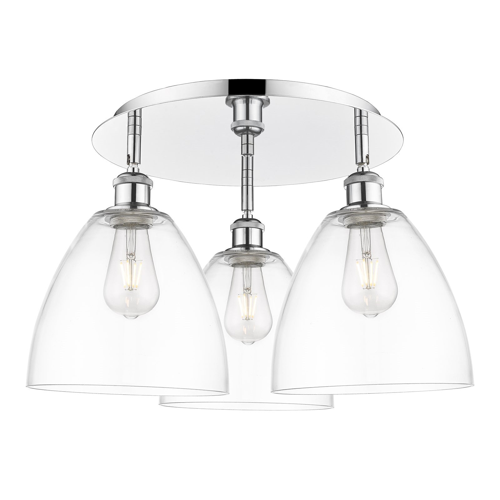 Innovations Bristol 21in 3-Light Semi-Flush Mount | Industrial Polished Chrome and Clear Glass | Kitchen & Hallway | Model 516-3C-PC-GBD-92