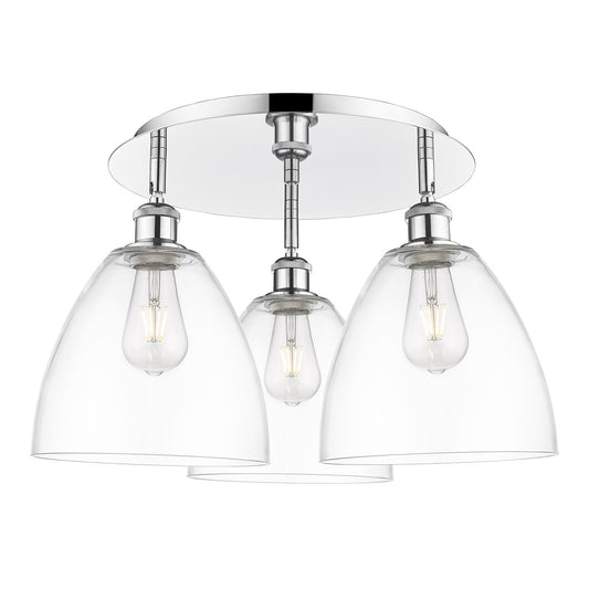 Innovations Bristol 21in 3-Light Semi-Flush Mount | Industrial Polished Chrome and Clear Glass | Kitchen & Hallway | Model 516-3C-PC-GBD-92