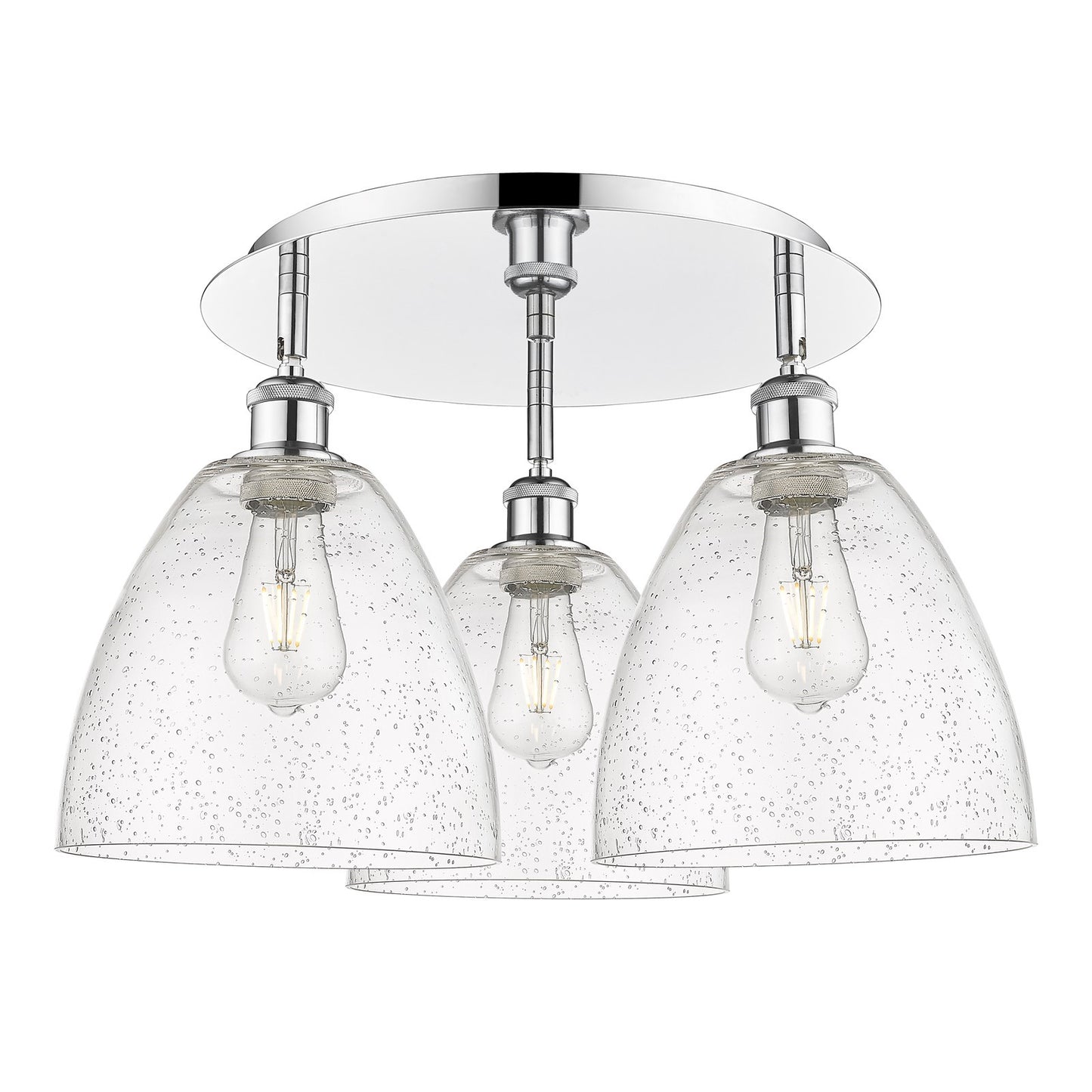 Innovations Bristol 21in 3-Light Semi-Flush Mount | Industrial Polished Chrome and Seedy Glass | Kitchen & Hallway | Model 516-3C-PC-GBD-94
