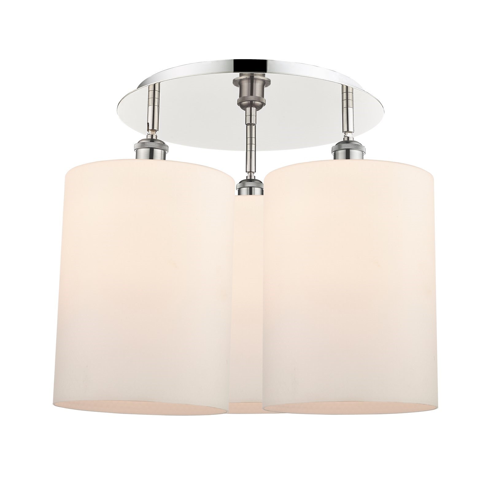 Innovations Cobbleskill 20.75in 3-Light Semi-Flush Mount | Polished Nickel and Matte White Glass | Entryway & Hallway | Model 516-3C-PN-G111-L