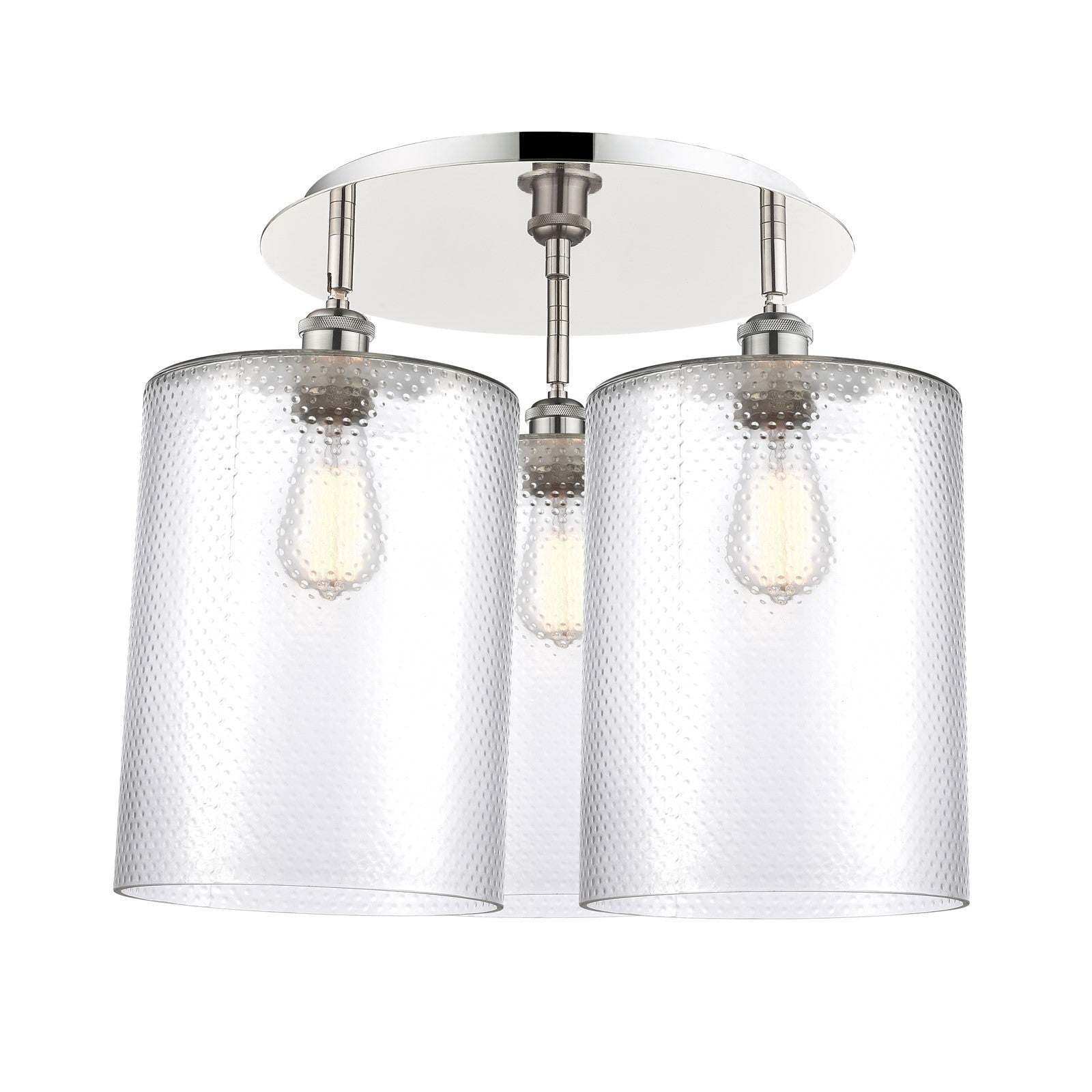 Innovations Cobbleskill 21in 3-Light Semi-Flush | Industrial Polished Nickel and Clear Glass | Kitchen & Dining Room | Model 516-3C-PN-G112-L