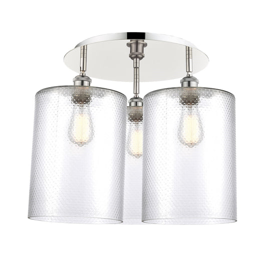 Innovations Cobbleskill 21in 3-Light Semi-Flush | Industrial Polished Nickel and Clear Glass | Kitchen & Dining Room | Model 516-3C-PN-G112-L