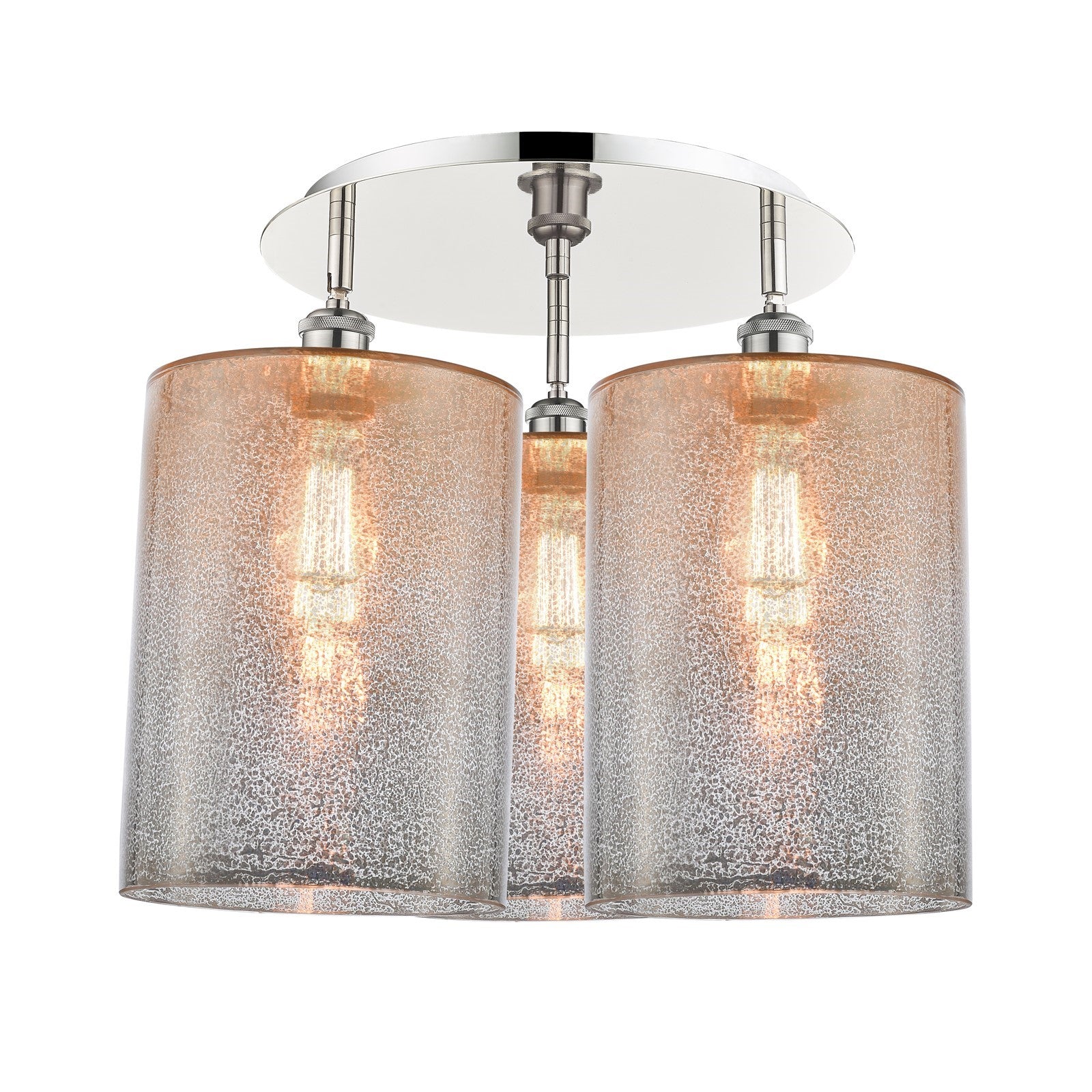 Innovations Cobbleskill 21in 3-Light Semi-Flush | Industrial Polished Nickel and Mercury Glass | Kitchen & Dining Room | Model 516-3C-PN-G116-L