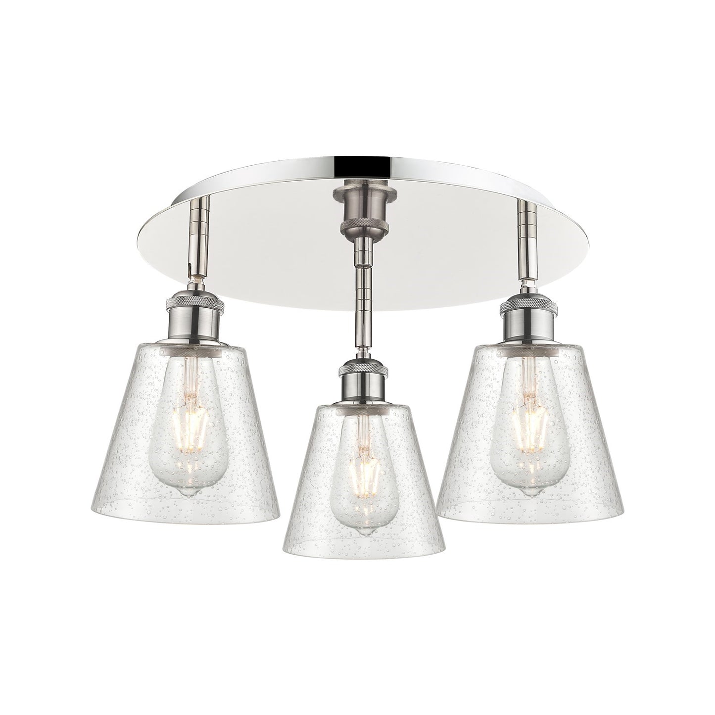 Innovations Caton 17.75in 3-Light Semi-Flush | Art Nouveau Polished Nickel and Frosted Glass | Kitchen & Dining Room | Model 516-3C-PN-G454