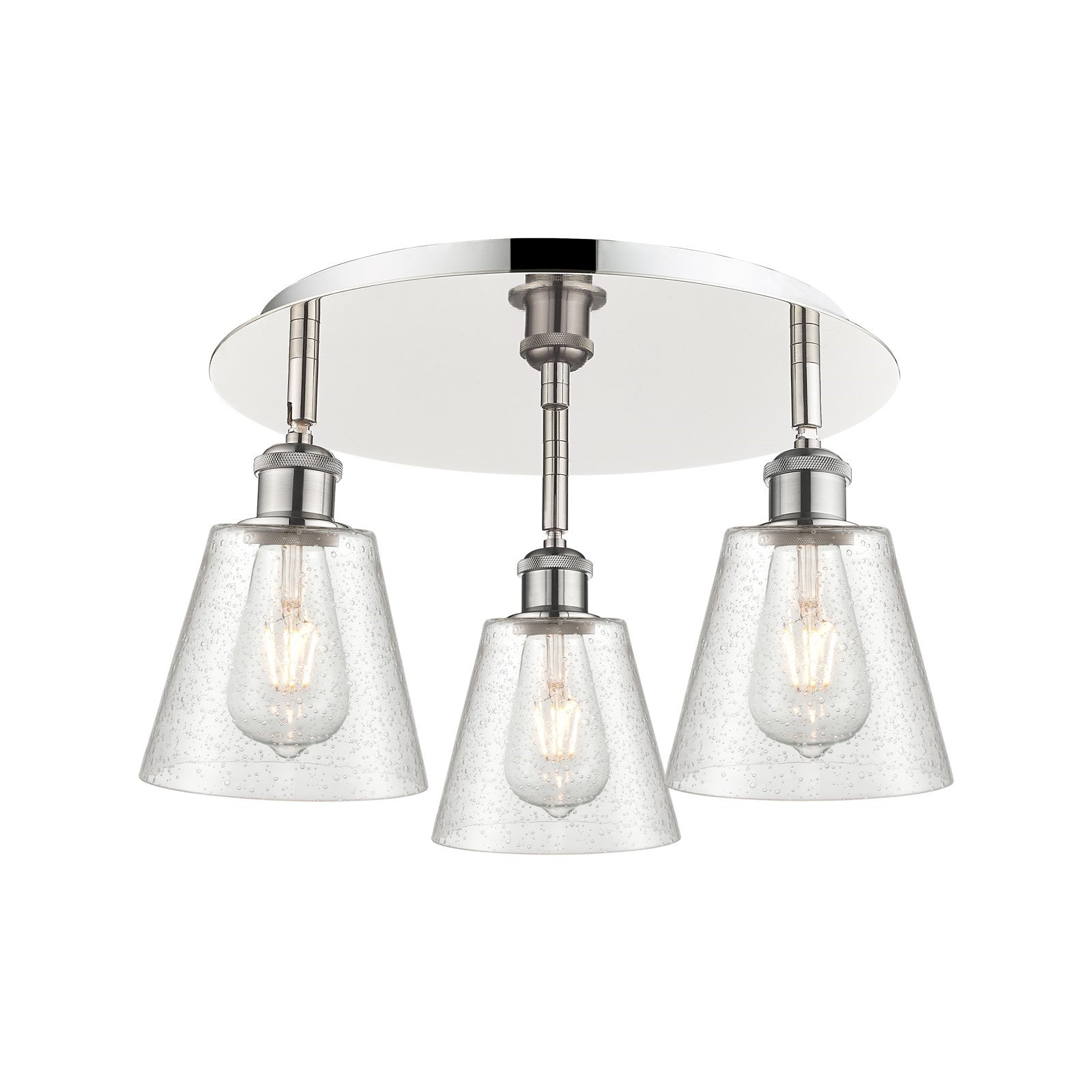 Innovations Caton 17.75in 3-Light Semi-Flush | Art Nouveau Polished Nickel and Frosted Glass | Kitchen & Dining Room | Model 516-3C-PN-G454