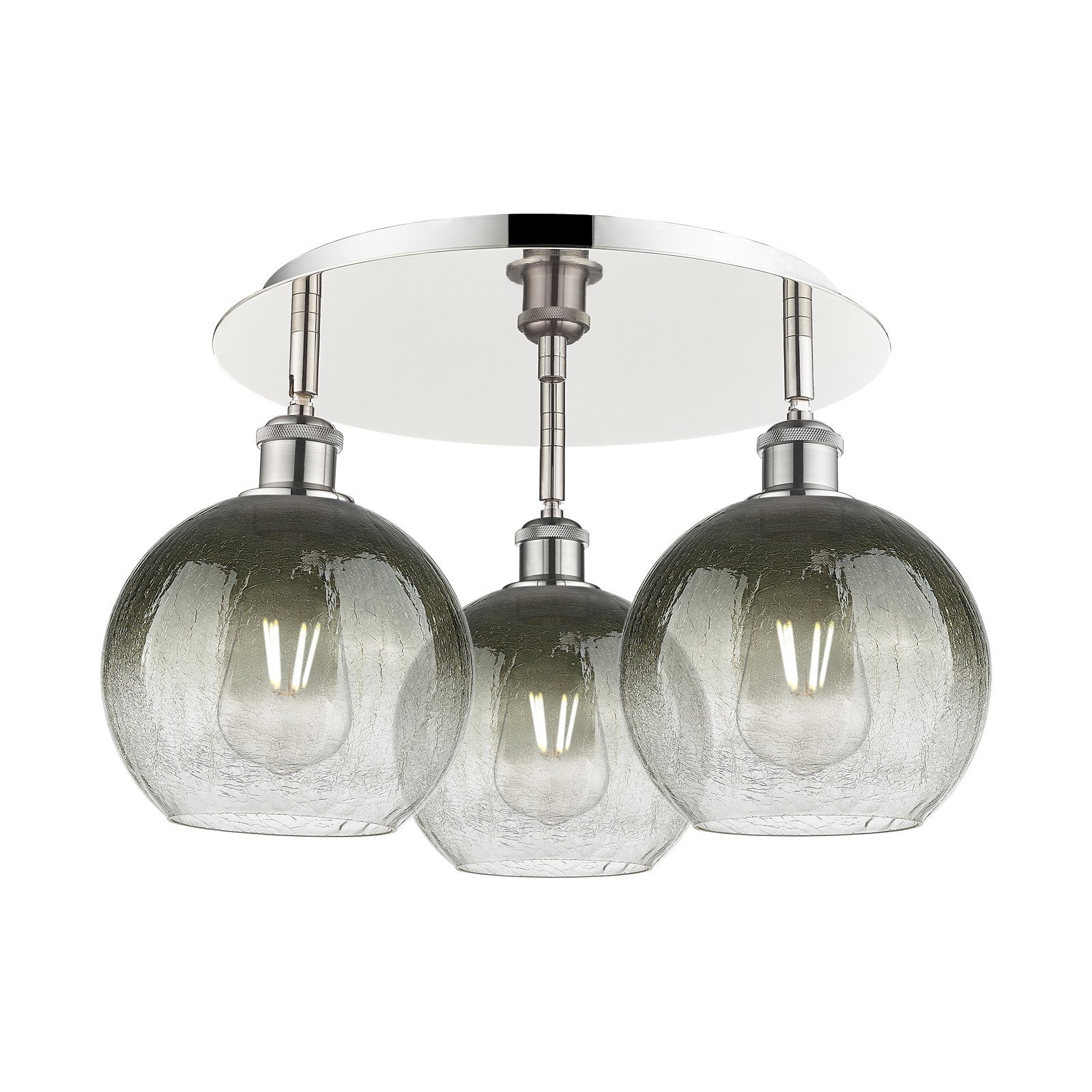 Innovations Brookhaven Globe 20in 3-Light Semi-Flush Mount | Industrial Polished Nickel and Slate Glass | Kitchen | Model 516-3C-PN-G483-8SL