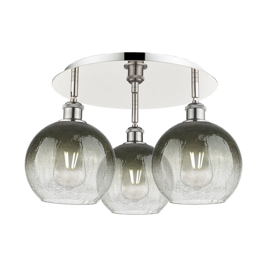 Innovations Brookhaven Globe 20in 3-Light Semi-Flush Mount | Industrial Polished Nickel and Slate Glass | Kitchen | Model 516-3C-PN-G483-8SL