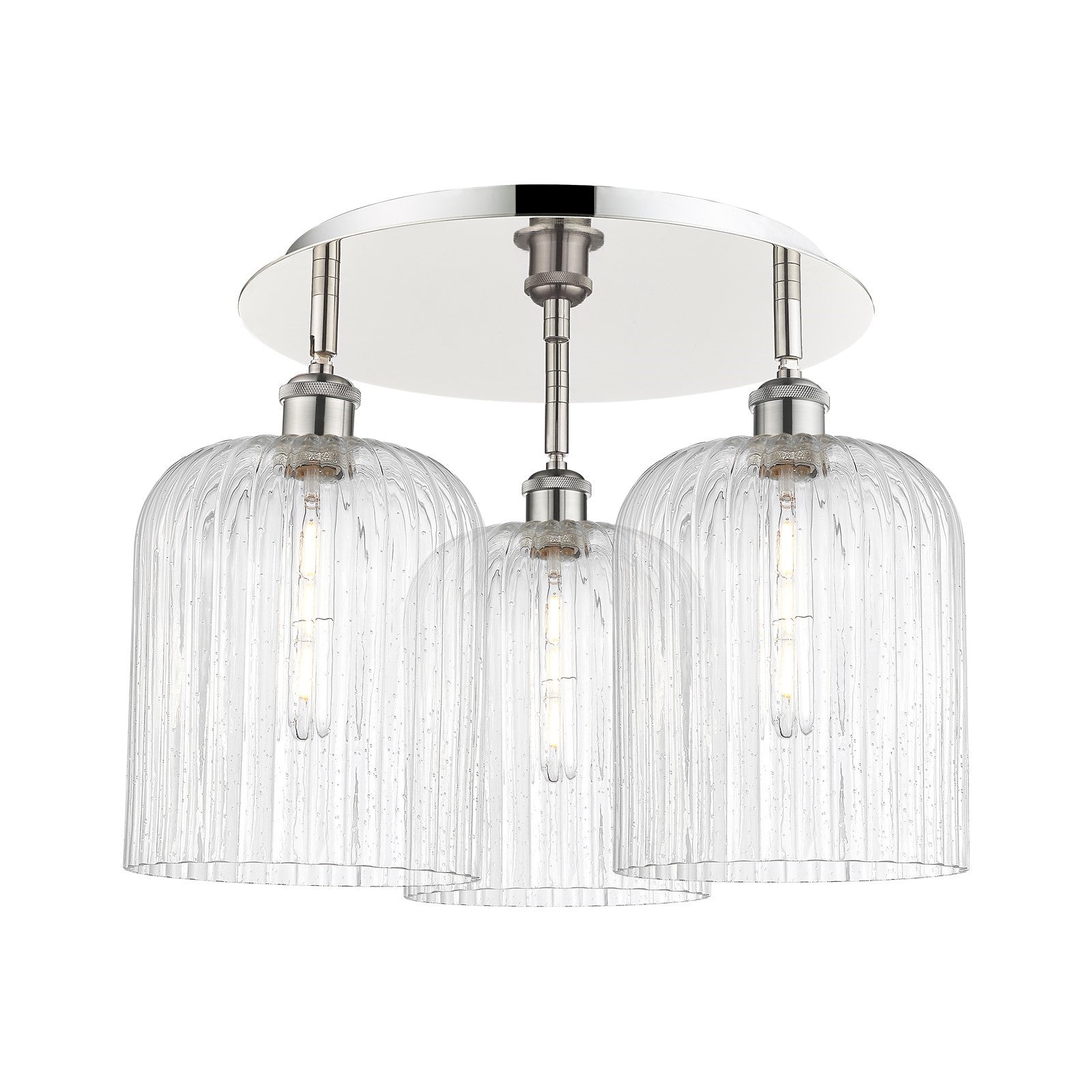Innovations Bridal Veil 17in 3-Light Semi-Flush | Art Nouveau Polished Nickel and Seedy Glass | Kitchen & Dining Room | Model 516-3C-PN-G559-8SDY