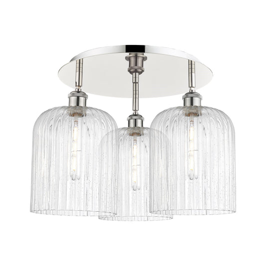 Innovations Bridal Veil 17in 3-Light Semi-Flush | Art Nouveau Polished Nickel and Seedy Glass | Kitchen & Dining Room | Model 516-3C-PN-G559-8SDY