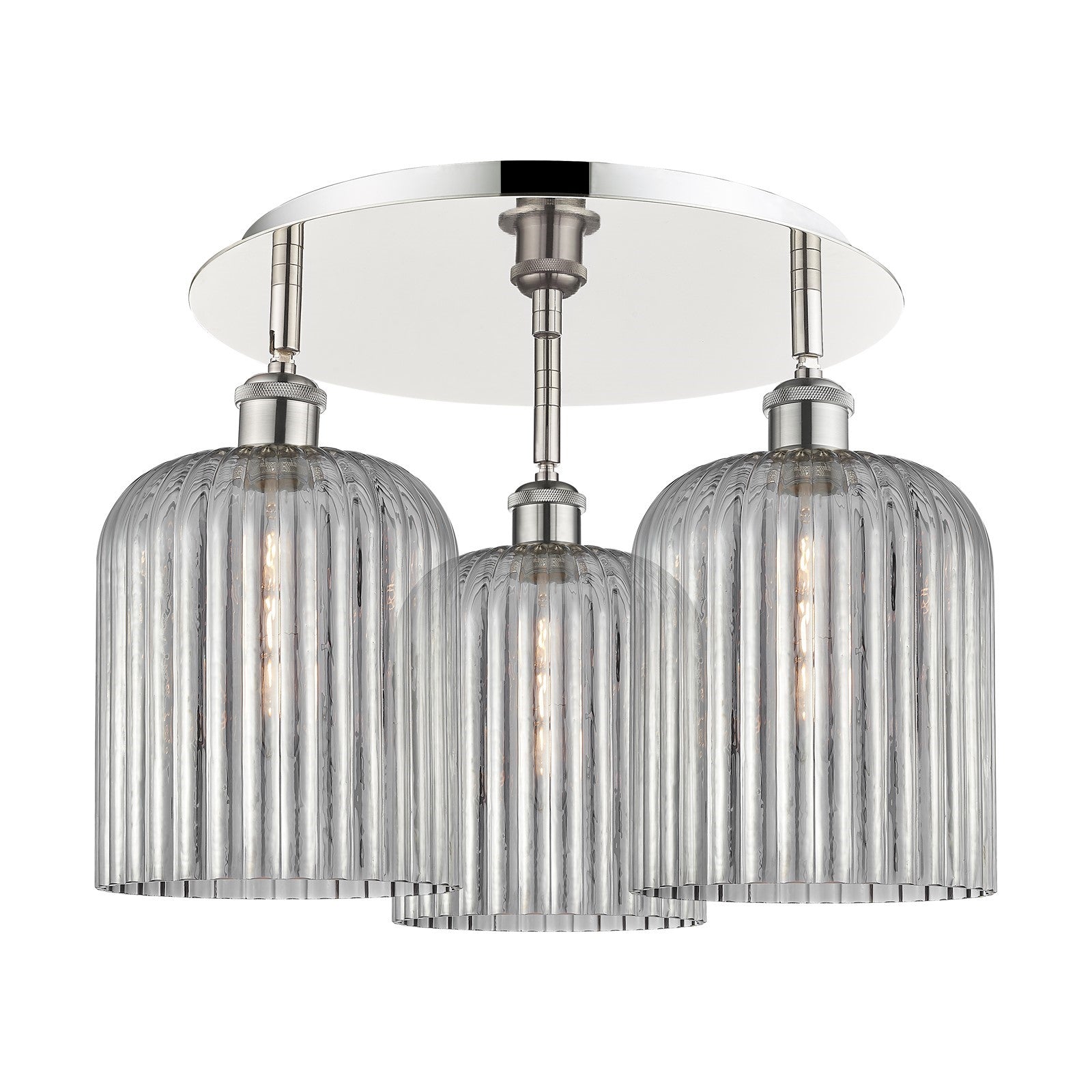 Innovations Bridal Veil 17in 3-Light Semi-Flush | Art Nouveau Polished Nickel and Light Smoke Glass | Kitchen & Dining | Model 516-3C-PN-G559-8SM