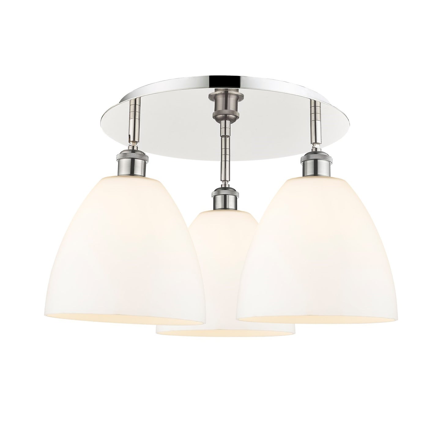 Innovations Bristol 21in 3-Light Semi-Flush | Industrial Polished Nickel and Matte White Glass | Kitchen & Dining Room | Model 516-3C-PN-GBD-91