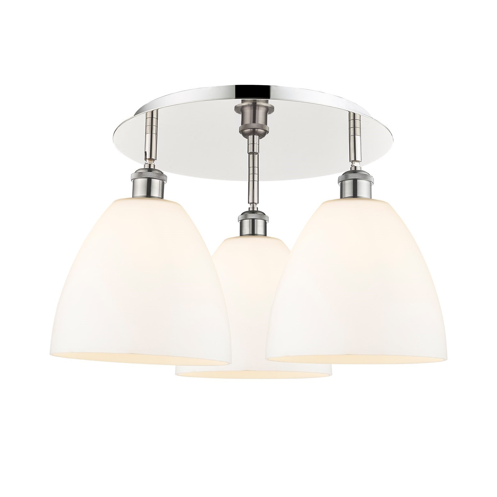 Innovations Bristol 21in 3-Light Semi-Flush | Industrial Polished Nickel and Matte White Glass | Kitchen & Dining Room | Model 516-3C-PN-GBD-91
