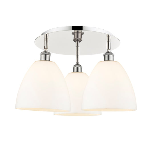 Innovations Bristol 21in 3-Light Semi-Flush | Industrial Polished Nickel and Matte White Glass | Kitchen & Dining Room | Model 516-3C-PN-GBD-91