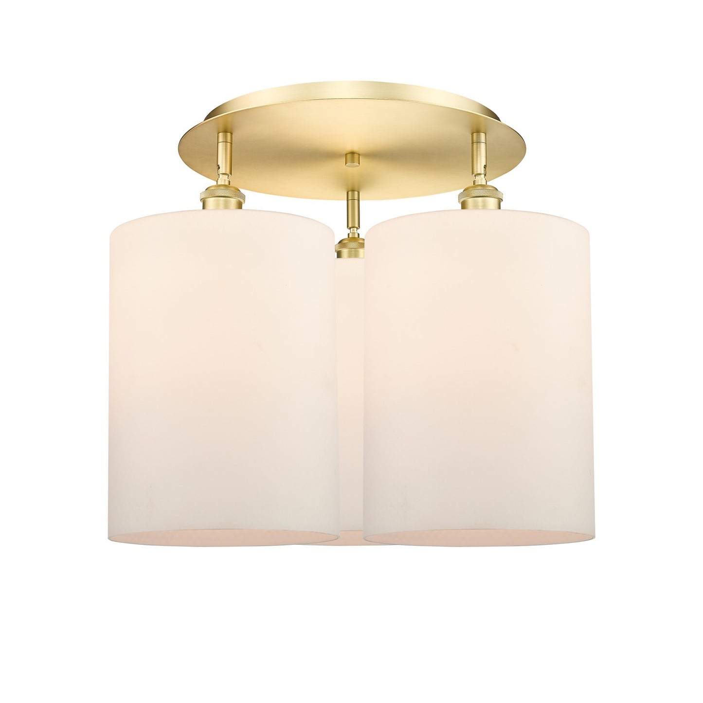 Innovations Cobbleskill 21in 3-Light Semi-Flush | Satin Gold and Matte White Glass Drum | Kitchen & Dining Room | Model 516-3C-SG-G111-L