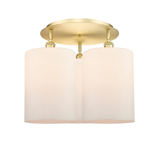 Innovations Cobbleskill 21in 3-Light Semi-Flush | Satin Gold and Matte White Glass Drum | Kitchen & Dining Room | Model 516-3C-SG-G111-L