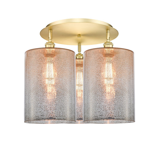 Innovations Cobbleskill 21in 3-Light Semi-Flush | Satin Gold and Mercury Glass Drum | Kitchen & Dining Room | 20.75 x 17 in | Model 516-3C-SG-G116-L