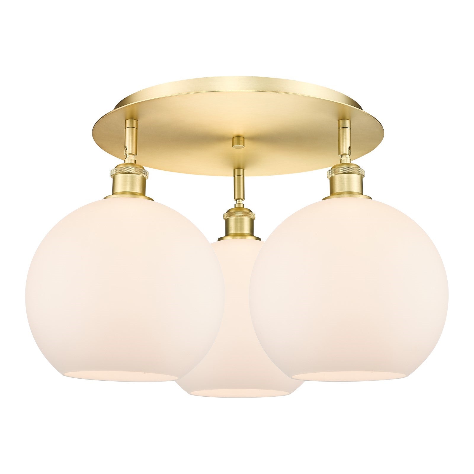 Innovations Athens 22in 3-Light Semi-Flush Mount | Industrial Satin Gold Steel and Matte White Glass | Kitchen & Bathroom | Model 516-3C-SG-G121-10