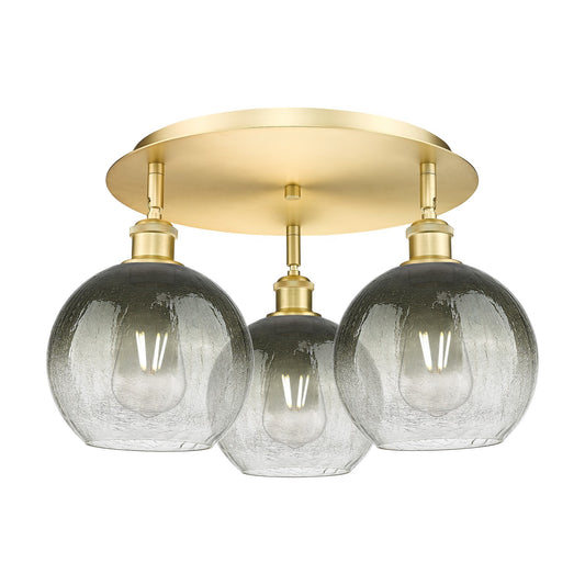Innovations Brookhaven Globe 19in 3-Light Semi-Flush | Industrial Satin Gold and Slate Glass | Kitchen & Hallway | Model 516-3C-SG-G483-8SL
