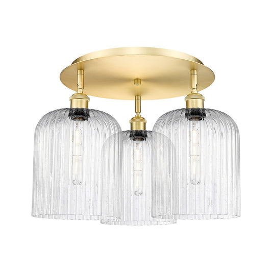 Innovations Bridal Veil 17in 3-Light Semi-Flush | Art Nouveau Satin Gold and Seedy Glass | Bedroom & Hallway | Model 516-3C-SG-G559-8SDY