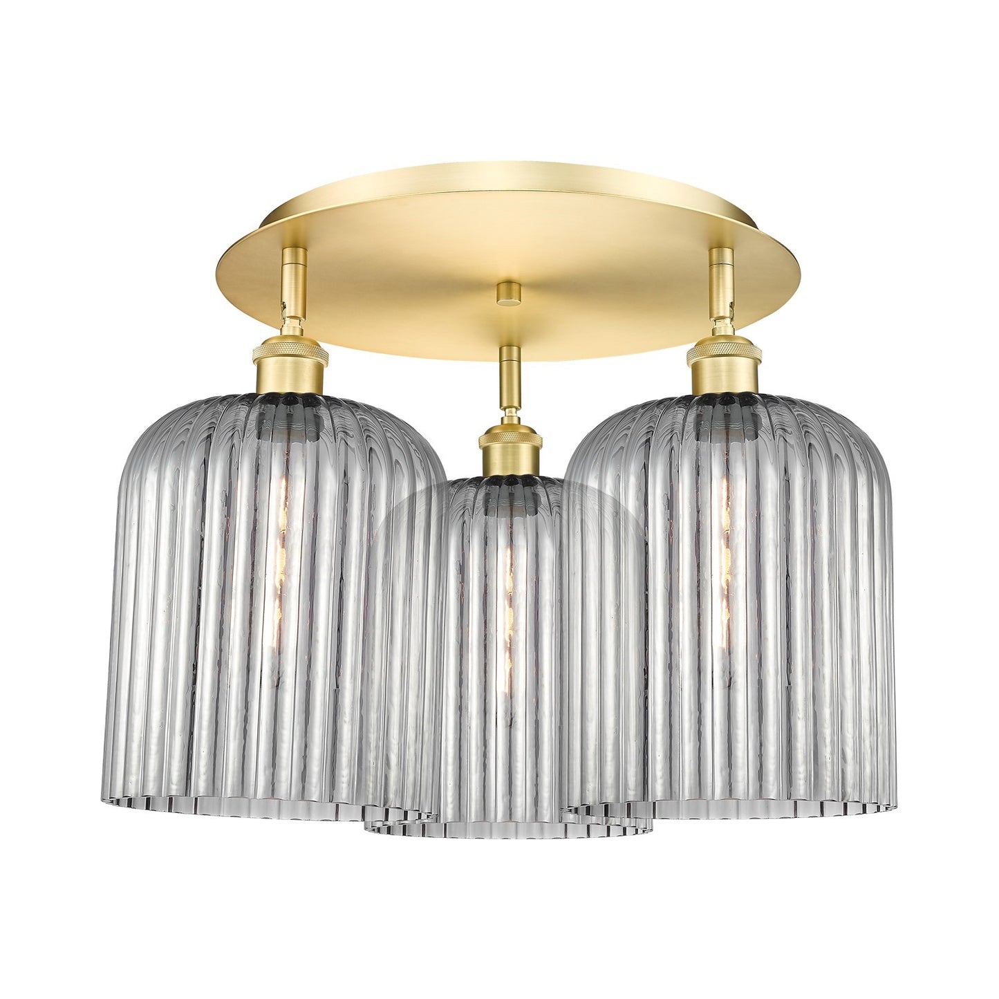 Innovations Bridal Veil 17in 3-Light Semi-Flush | Art Nouveau Satin Gold and Light Smoke Glass | Bedroom & Hallway | Model 516-3C-SG-G559-8SM