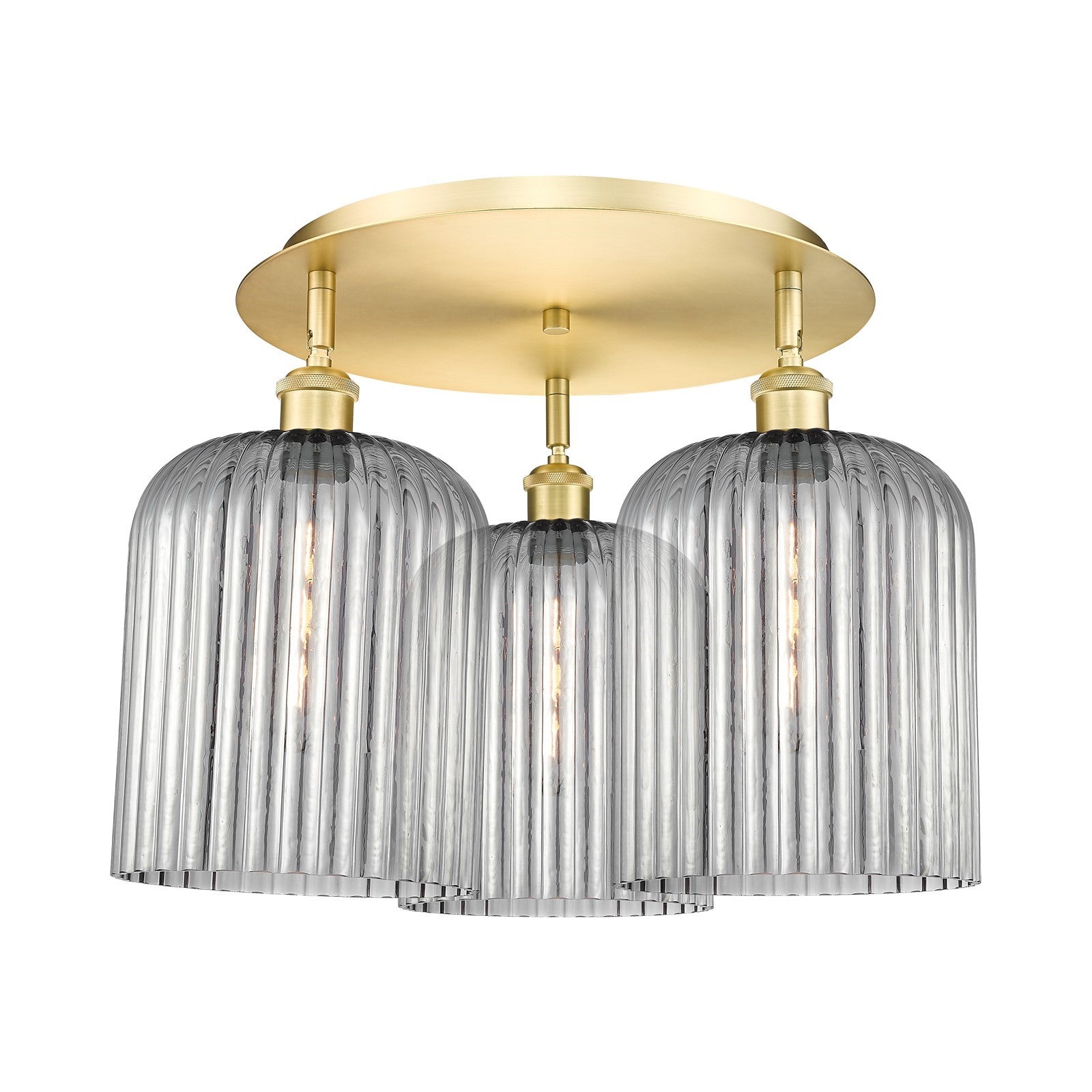 Innovations Bridal Veil 17in 3-Light Semi-Flush | Art Nouveau Satin Gold and Light Smoke Glass | Bedroom & Hallway | Model 516-3C-SG-G559-8SM