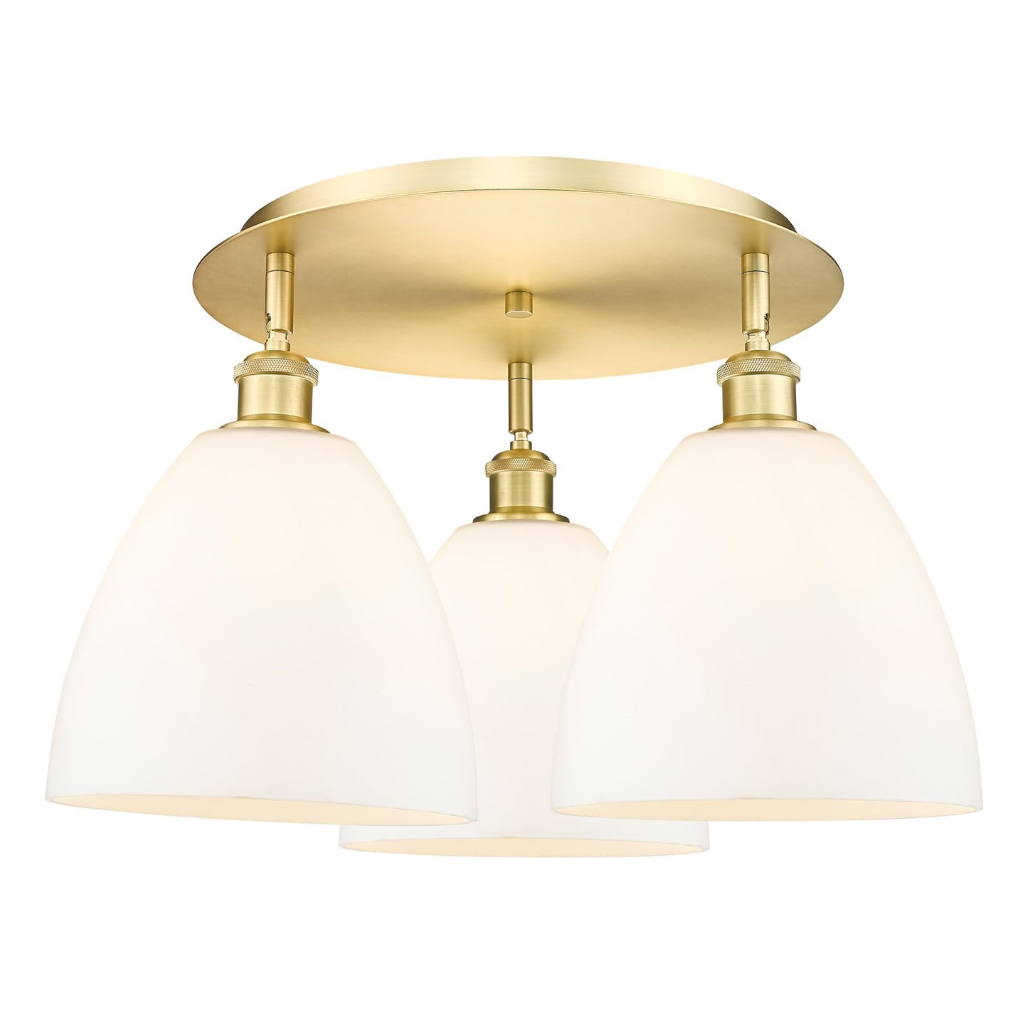 Innovations Bristol 21in 3-Light Semi-Flush | Industrial Satin Gold and Matte White Glass | Kitchen & Dining Room | Model 516-3C-SG-GBD-91