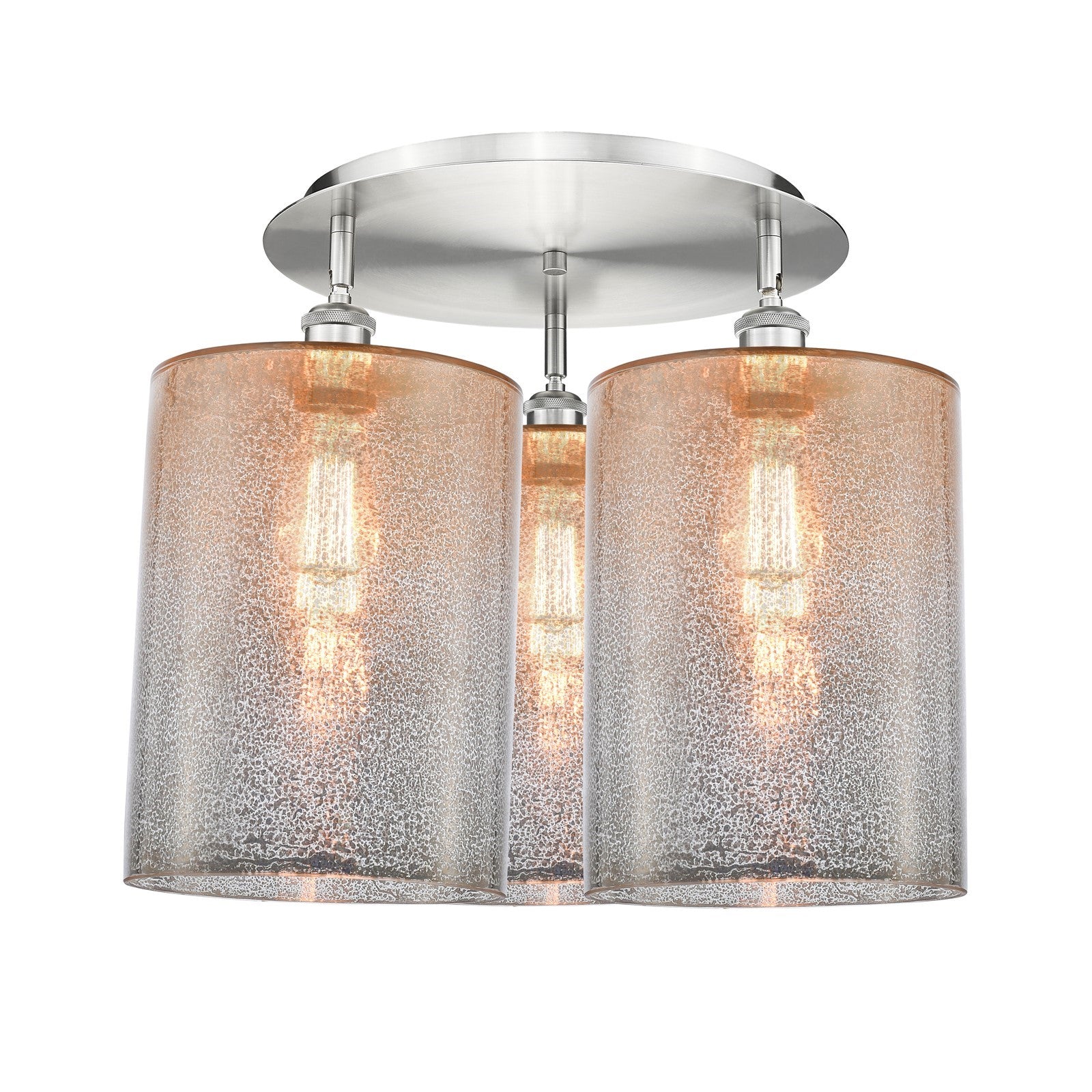 Innovations Cobbleskill 21in 3-Light Semi-Flush | Industrial Satin Nickel and Mercury Glass | Kitchen & Hallway | Model 516-3C-SN-G116-L