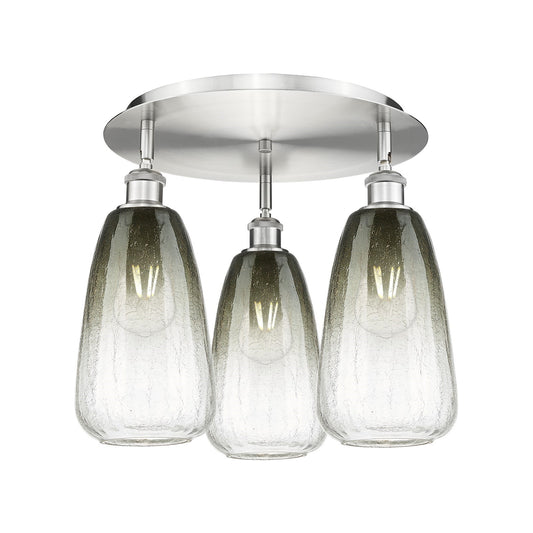 Innovations Brookhaven Almond 18in 3-Light Semi-Flush | Industrial Satin Nickel and Slate Glass | Kitchen & Hallway | Model 516-3C-SN-G480-6SL