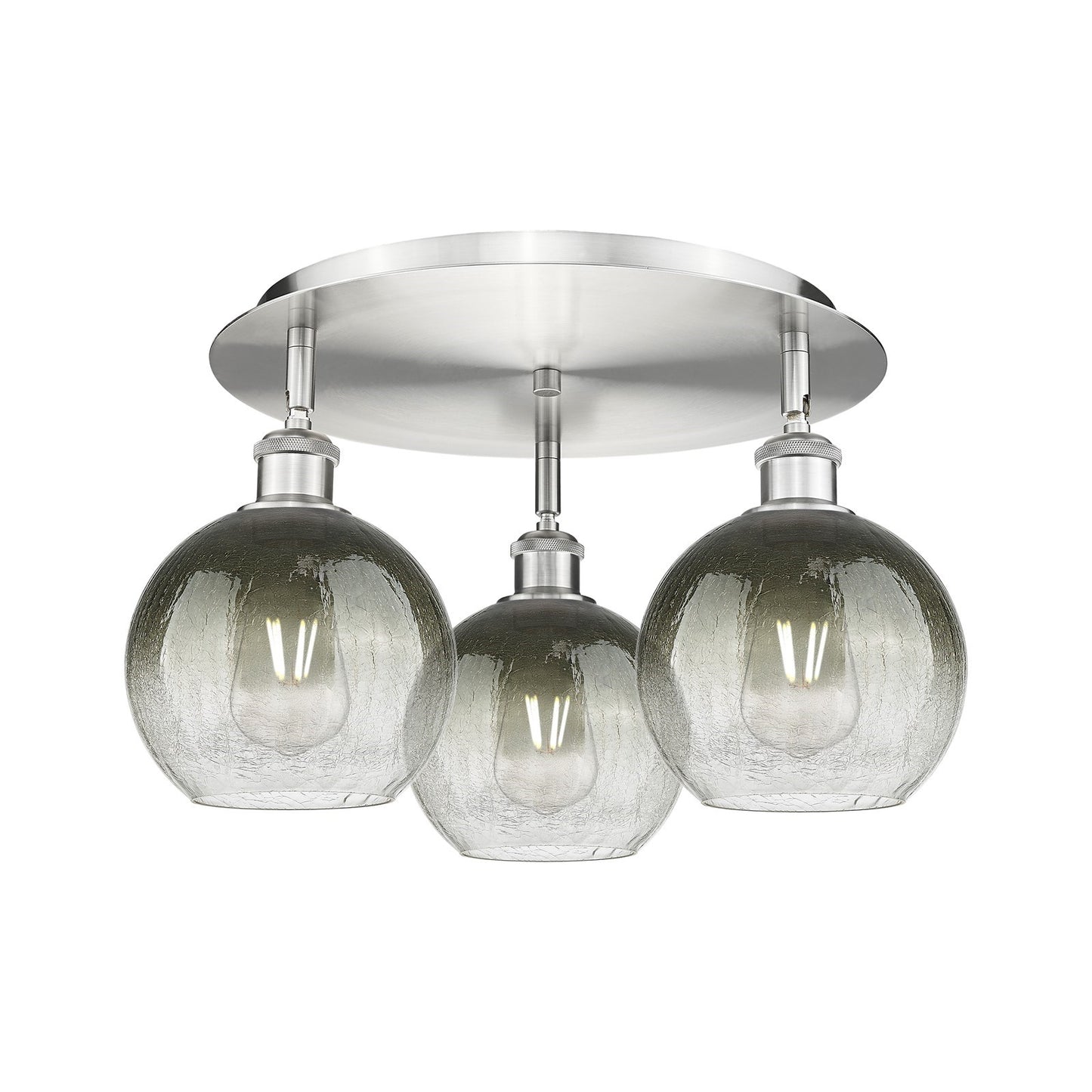 Innovations Brookhaven Globe 20in 3-Light Semi-Flush | Industrial Satin Nickel and Slate Glass | Kitchen & Hallway | Model 516-3C-SN-G483-8SL