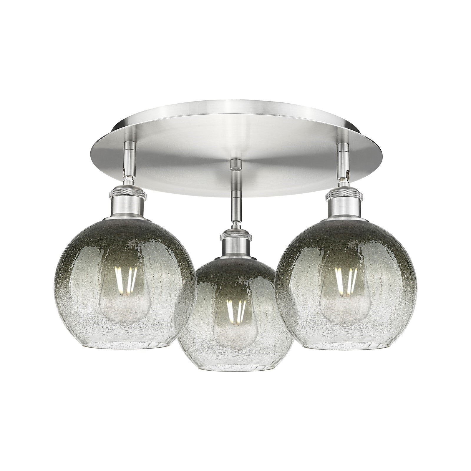 Innovations Brookhaven Globe 20in 3-Light Semi-Flush | Industrial Satin Nickel and Slate Glass | Kitchen & Hallway | Model 516-3C-SN-G483-8SL