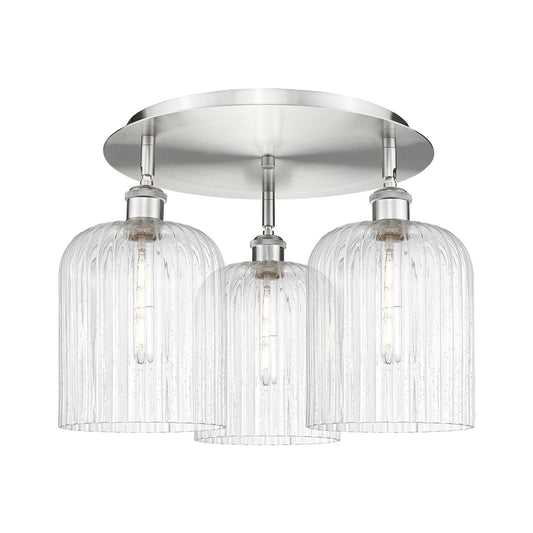 Innovations Bridal Veil 17in 3-Light Semi-Flush | Art Nouveau Satin Nickel and Seedy Glass | Bedroom & Dining Room | Model 516-3C-SN-G559-8SDY