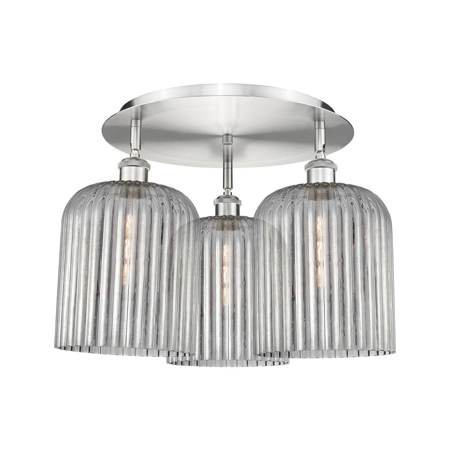 Innovations Bridal Veil 17in 3-Light Semi-Flush | Art Nouveau Satin Nickel and Light Smoke Glass | Bedroom & Dining Room | Model 516-3C-SN-G559-8SM