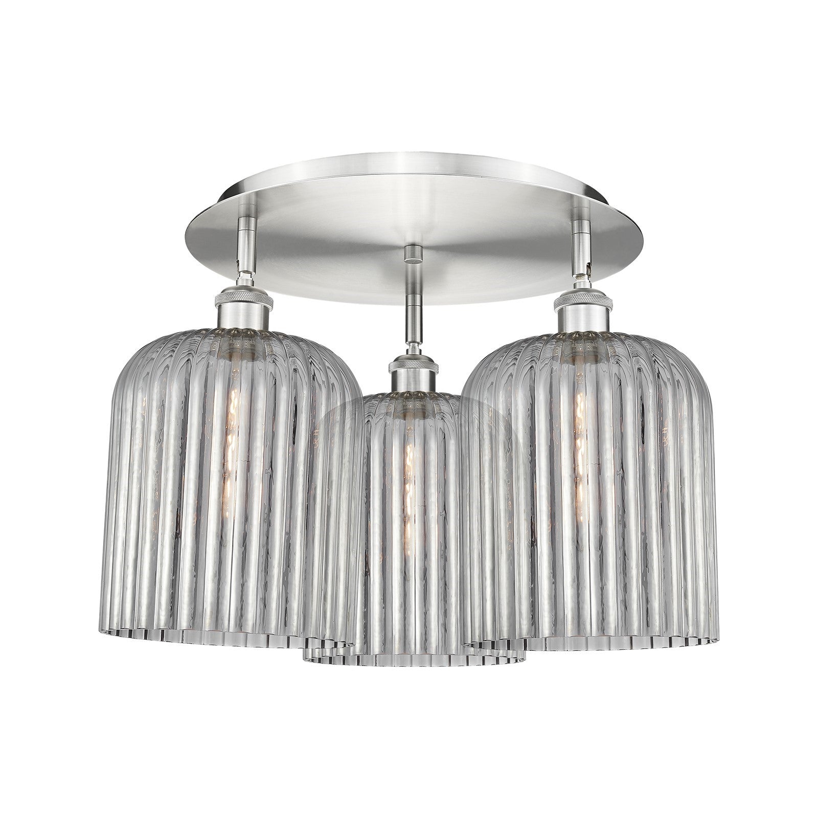 Innovations Bridal Veil 17in 3-Light Semi-Flush | Art Nouveau Satin Nickel and Light Smoke Glass | Bedroom & Dining Room | Model 516-3C-SN-G559-8SM