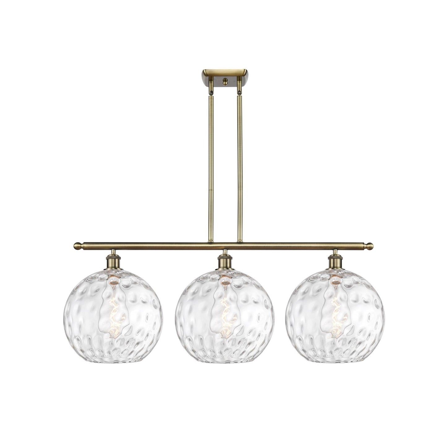 Innovations Athens Water Glass 38in 3-Light Island Light | Industrial Antique Brass and Clear Water Glass | Kitchen Island | Model 516-3I-AB-G1215-12