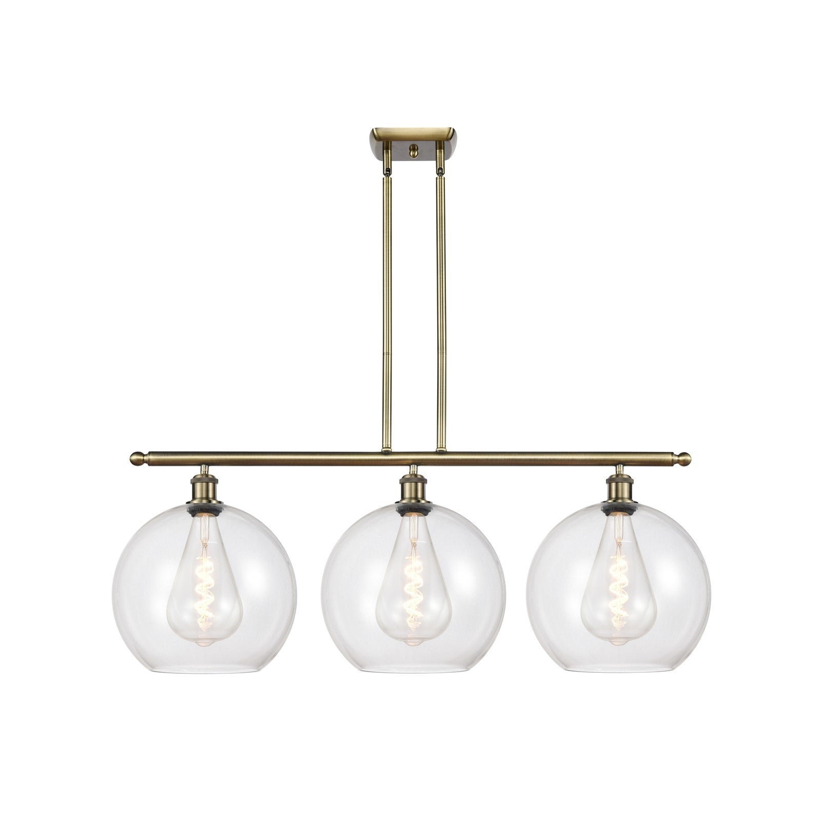 Innovations Athens 38.25in 3-Light Island Light | Industrial Antique Brass and Clear Glass | Kitchen Island & Dining Room | Model 516-3I-AB-G122-12