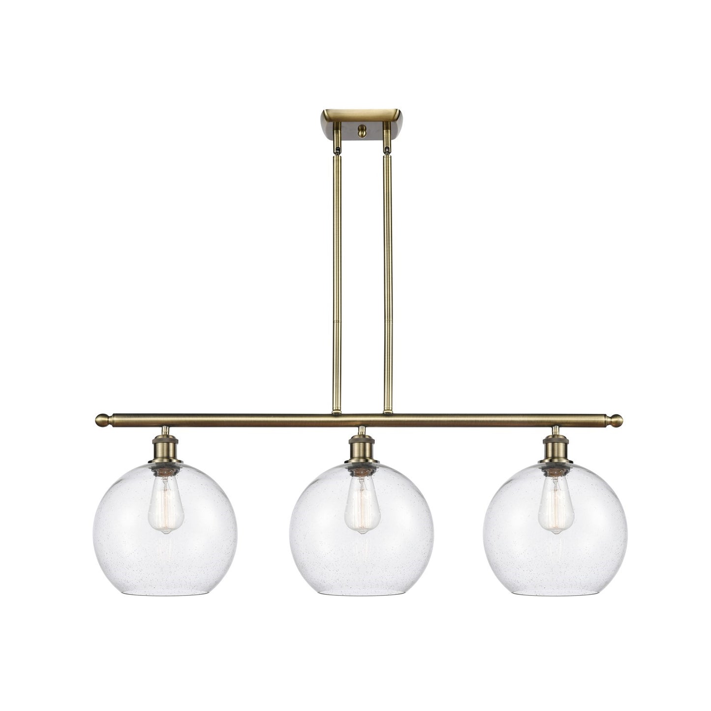 Innovations Athens 36in 3-Light Island | Industrial Antique Brass and Seedy Glass | Kitchen Island & Dining Room | Model 516-3I-AB-G124-10