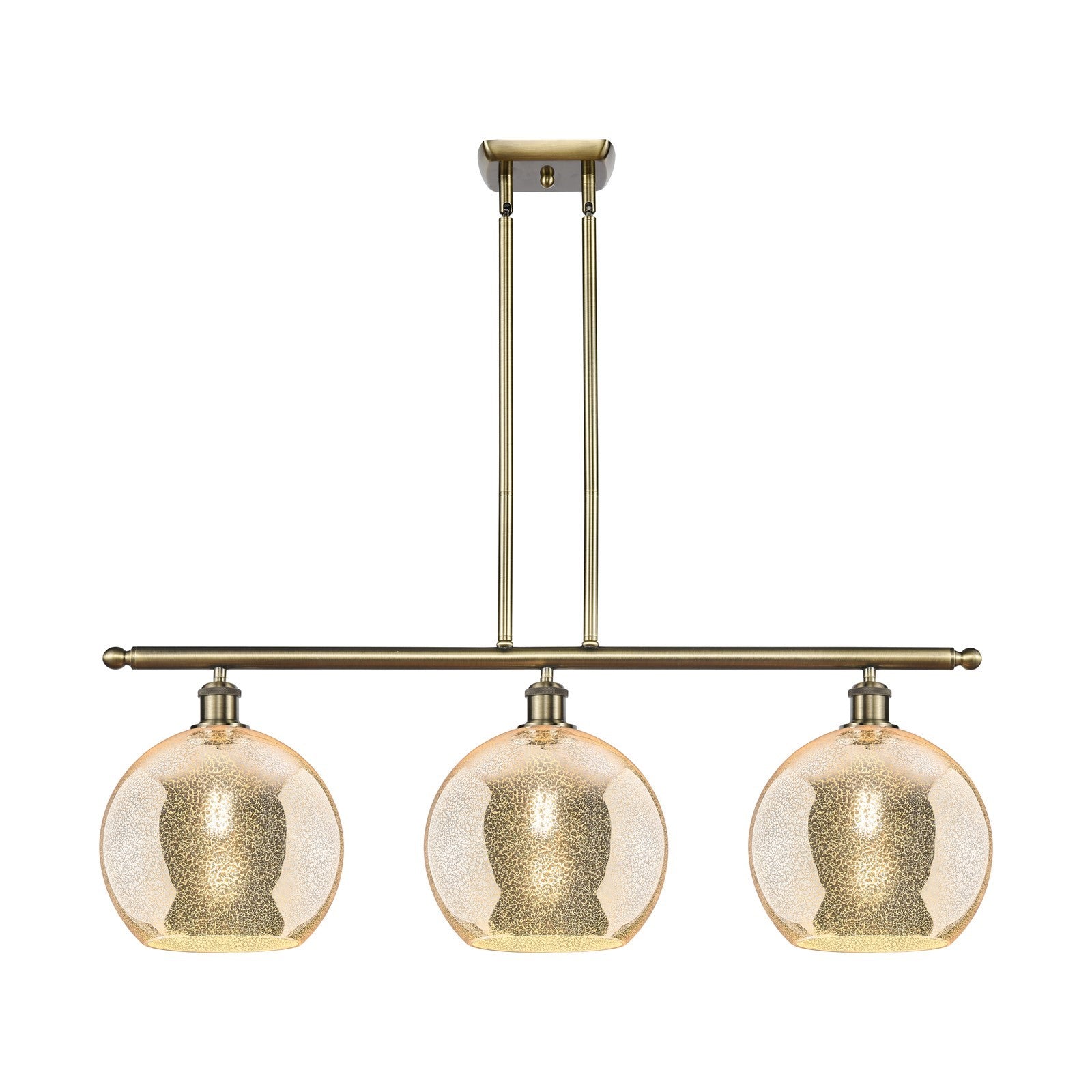 Innovations Athens 36in 3-Light Island | Industrial Antique Brass and Mercury Glass | Kitchen Island & Dining Room | Model 516-3I-AB-G128-10