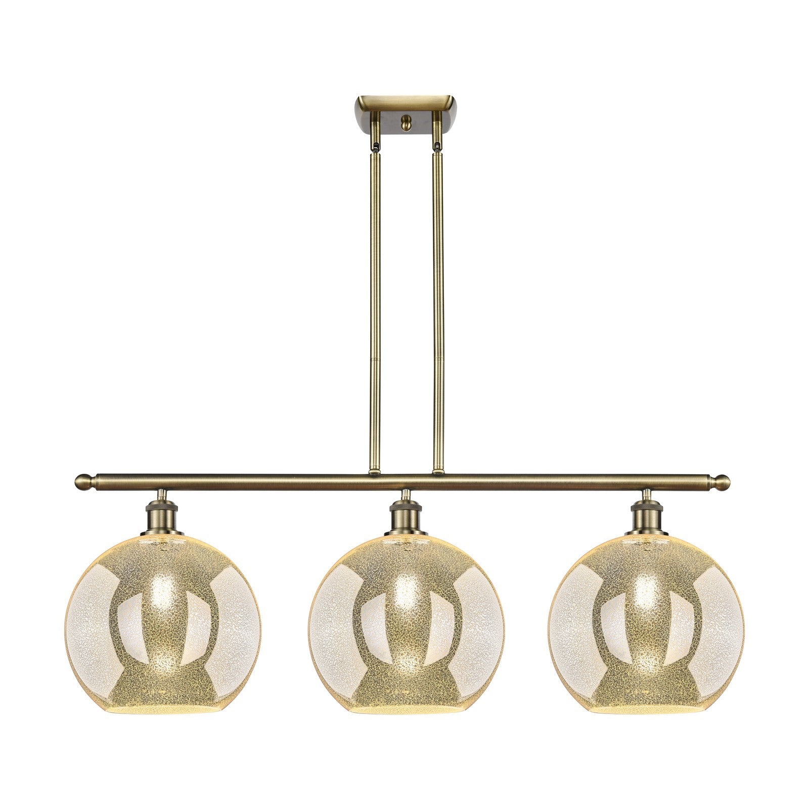 Innovations Athens 38in 3-Light Island Light | Industrial Antique Brass and Mercury Glass | Kitchen Island & Dining Room | Model 516-3I-AB-G128-12