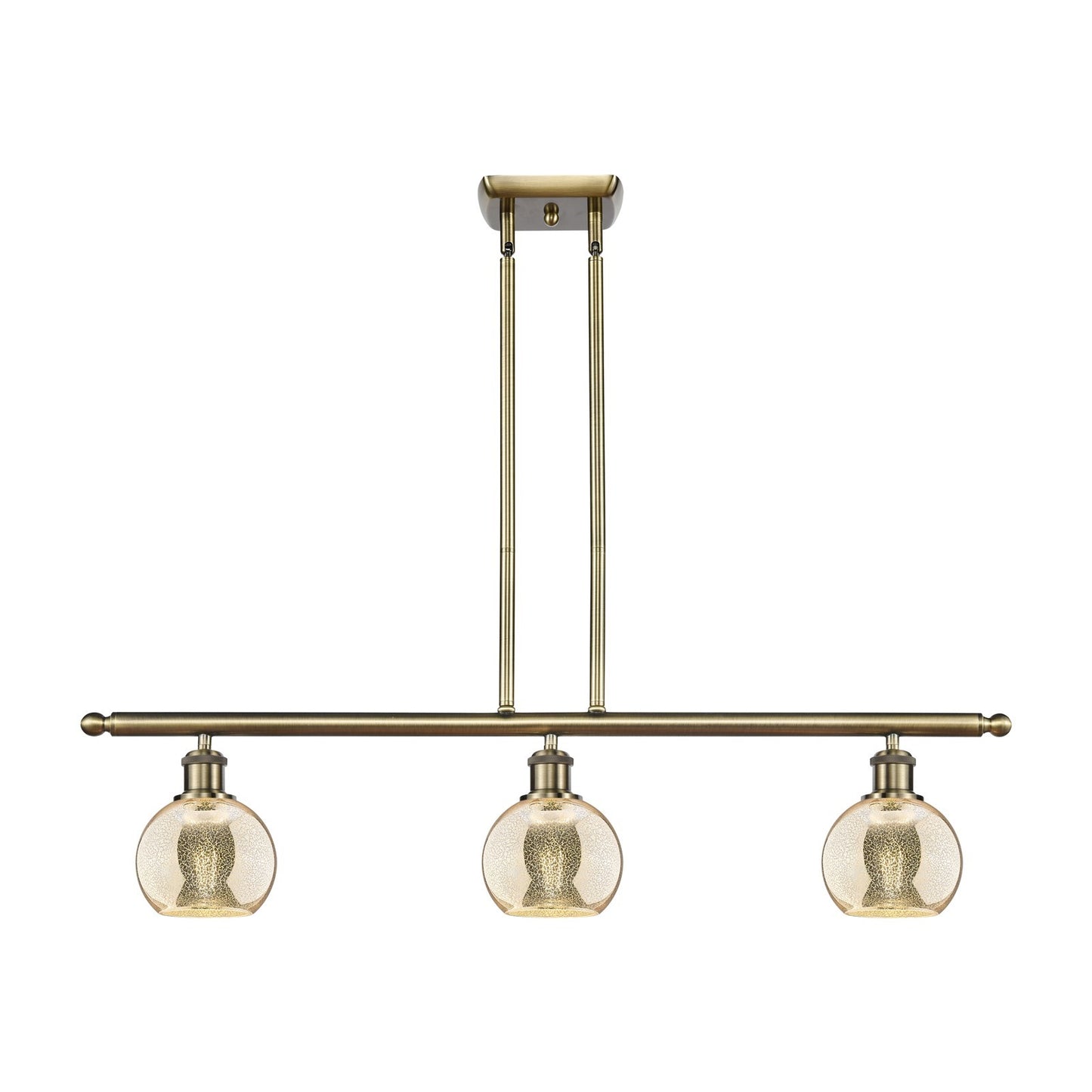 Innovations Athens 36in 3-Light Island Light | Industrial Antique Brass and Mercury Glass | Kitchen Island & Dining Room | Model 516-3I-AB-G128-6