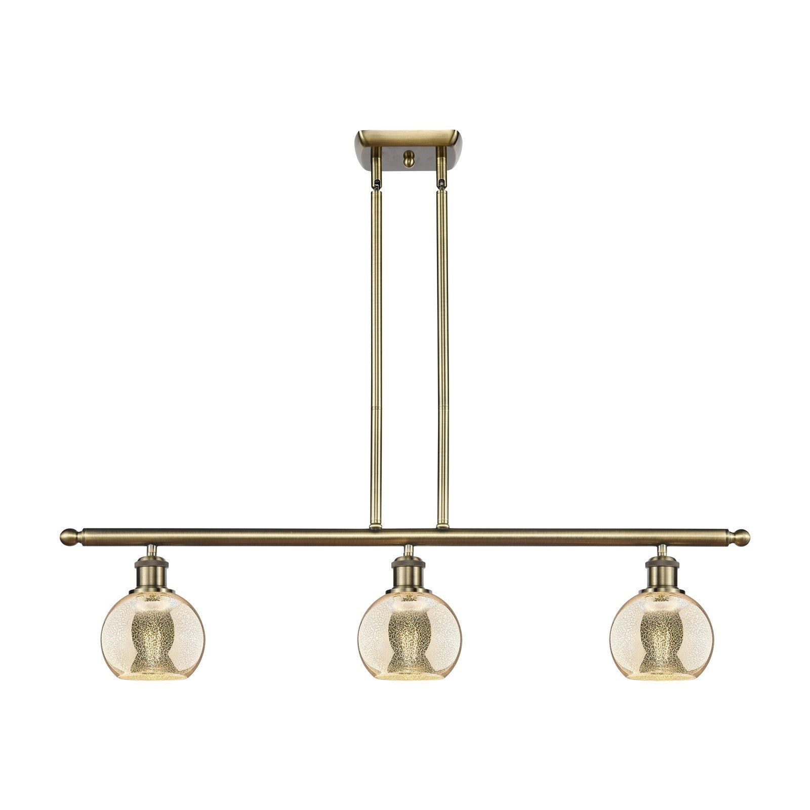 Innovations Athens 36in 3-Light Island Light | Industrial Antique Brass and Mercury Glass | Kitchen Island & Dining Room | Model 516-3I-AB-G128-6