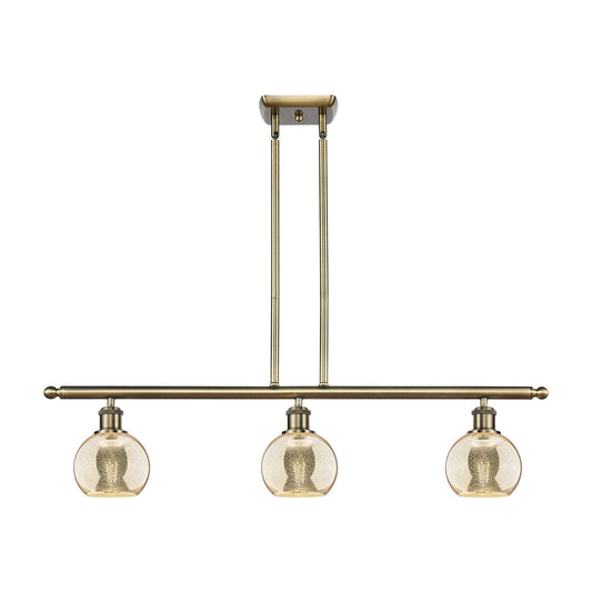 Innovations Athens 36in 3-Light Island Light | Industrial Antique Brass and Mercury Glass | Kitchen Island & Dining Room | Model 516-3I-AB-G128-6
