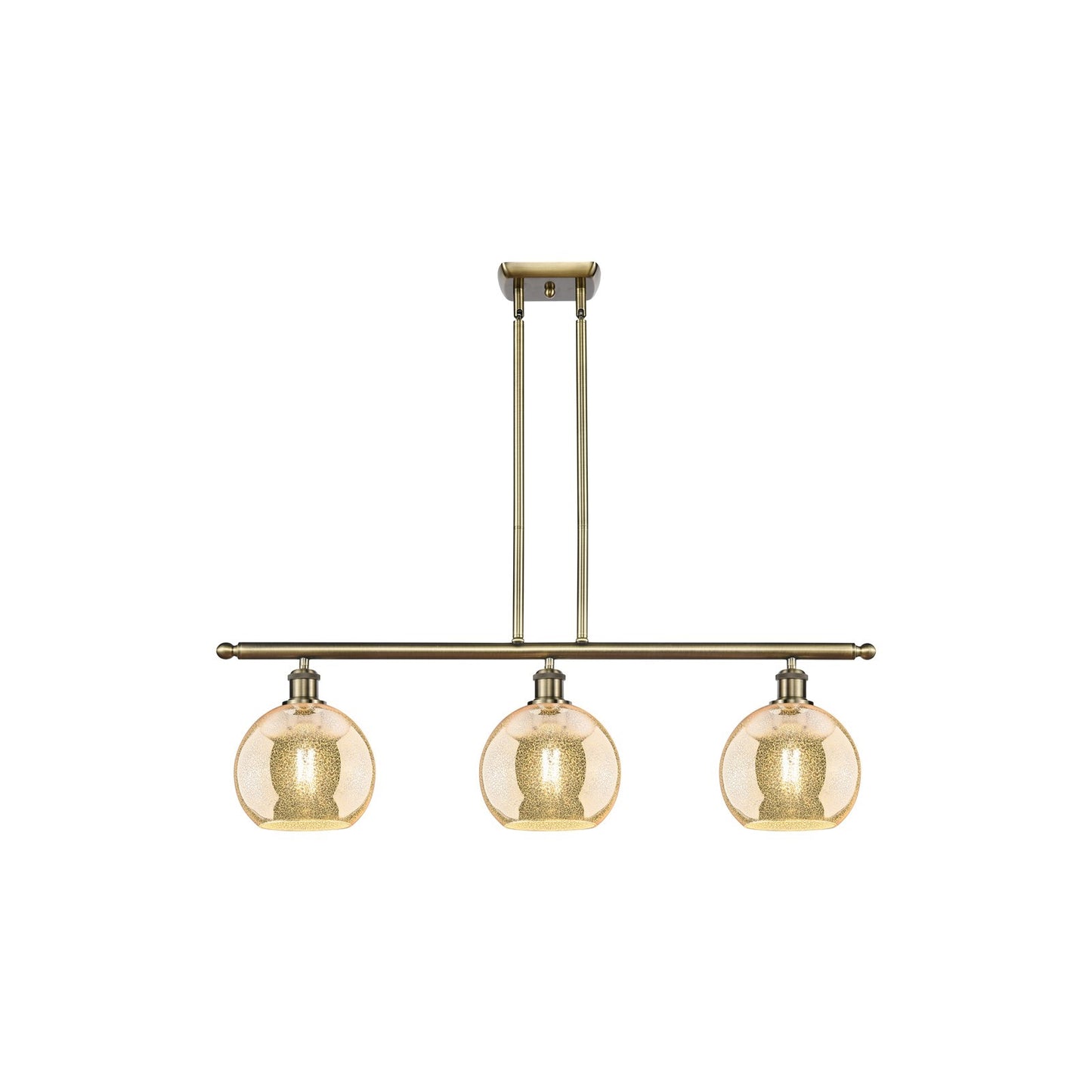 Innovations Athens 36in 3-Light Island Light | Industrial Antique Brass and Mercury Glass | Kitchen Island & Dining Room | Model 516-3I-AB-G128-8